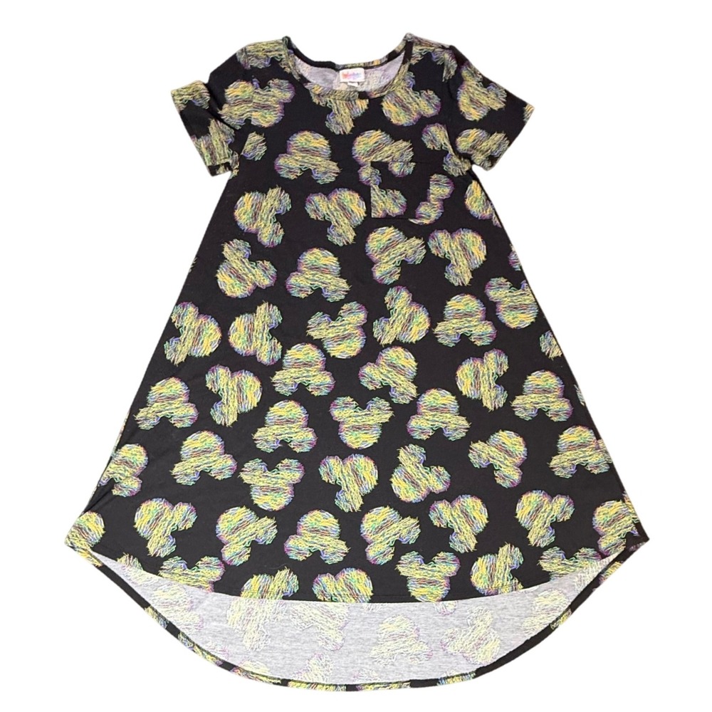 LuLaRoe Casual Dress Mickey Mouse Print Short Sleeve Black XXS‎